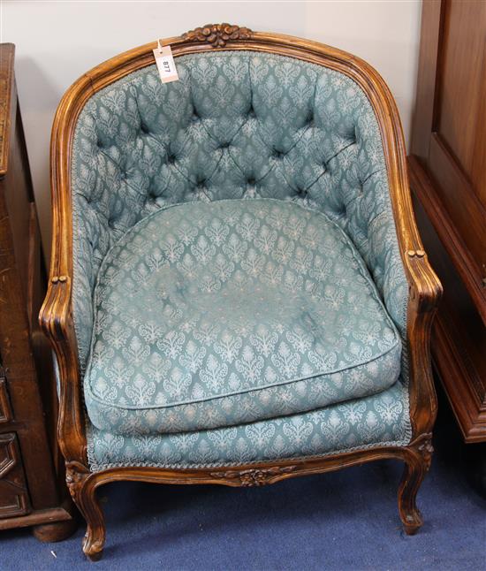A pair of French carved beech fauteuil, W.2ft 2in. H.2ft 8in.